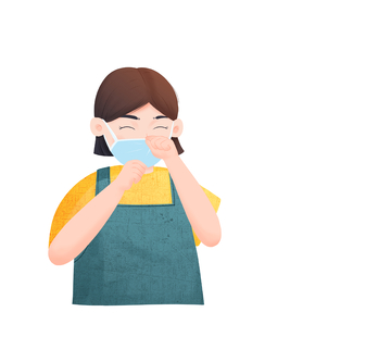 戴口罩女孩捂嘴做动作插画