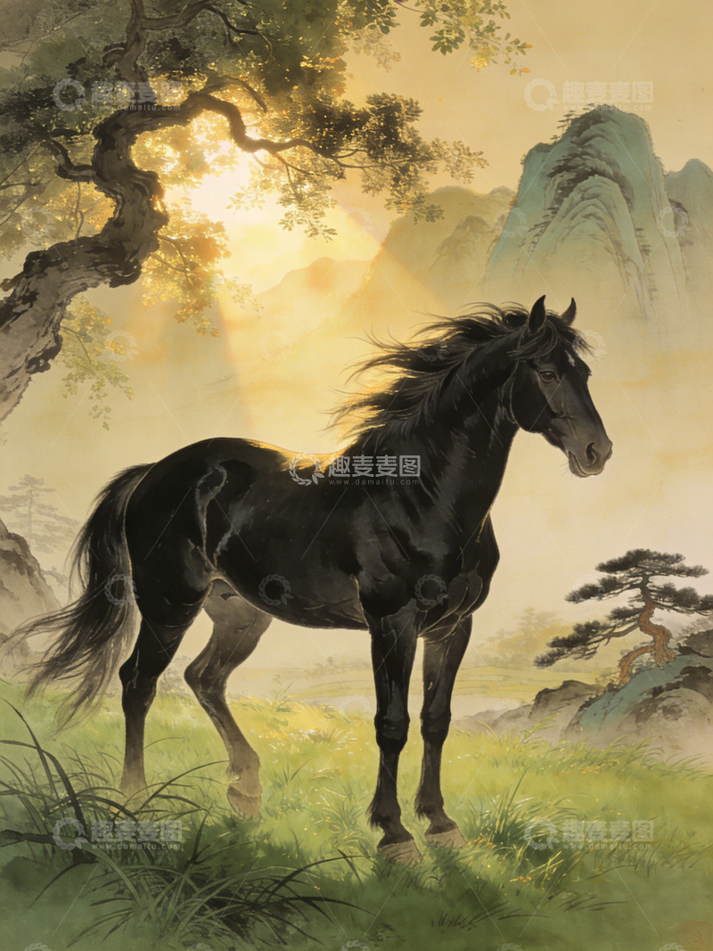 高清大图下载【趣麦麦图】古风骏马画作