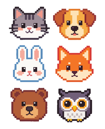 像素风可爱动物头像设计元素