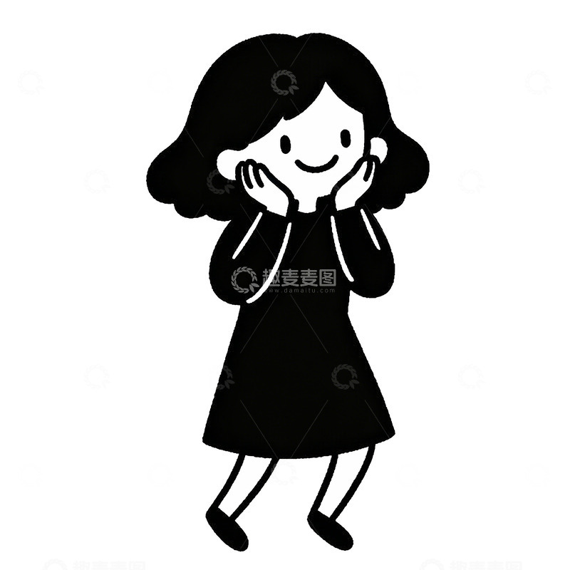 高清大图下载【趣麦麦图】卡通小女孩惊喜图案设计元素