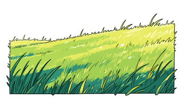 手绘草地风景矢量插画
