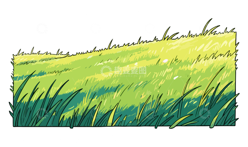 源文件下载【趣麦麦图】手绘草地风景矢量插画