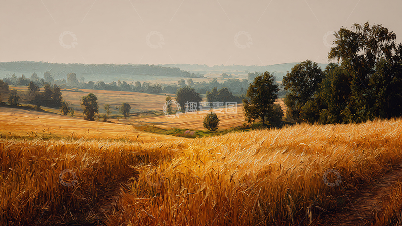 高清大图下载【趣麦麦图】金色麦浪铺陈天际