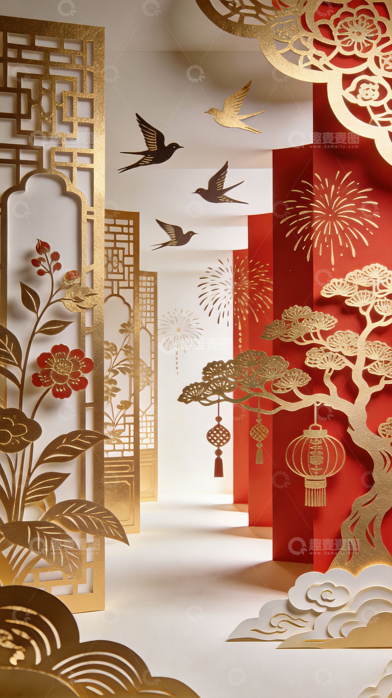 高清大图下载【趣麦麦图】传统中国风节庆剪纸艺术