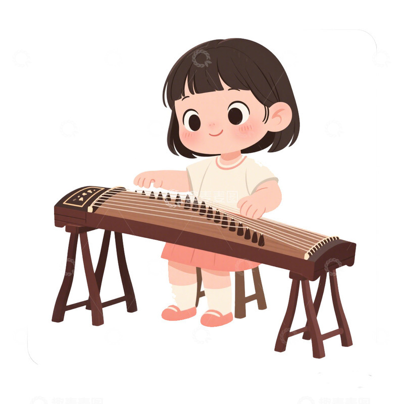 高清大图下载【趣麦麦图】弹古筝兴趣班免抠元素