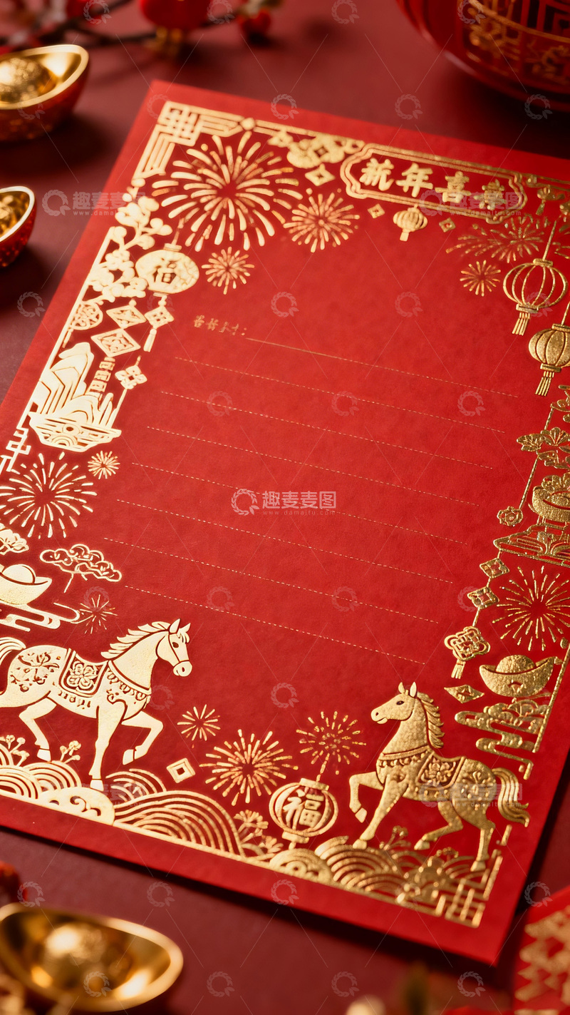 高清大图下载【趣麦麦图】新年喜庆祝福贺卡