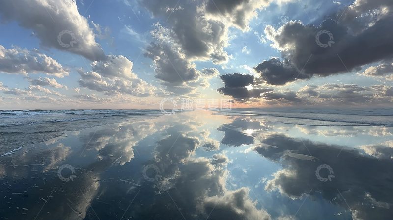高清大图下载【趣麦麦图】天空倒映海面云海奇观