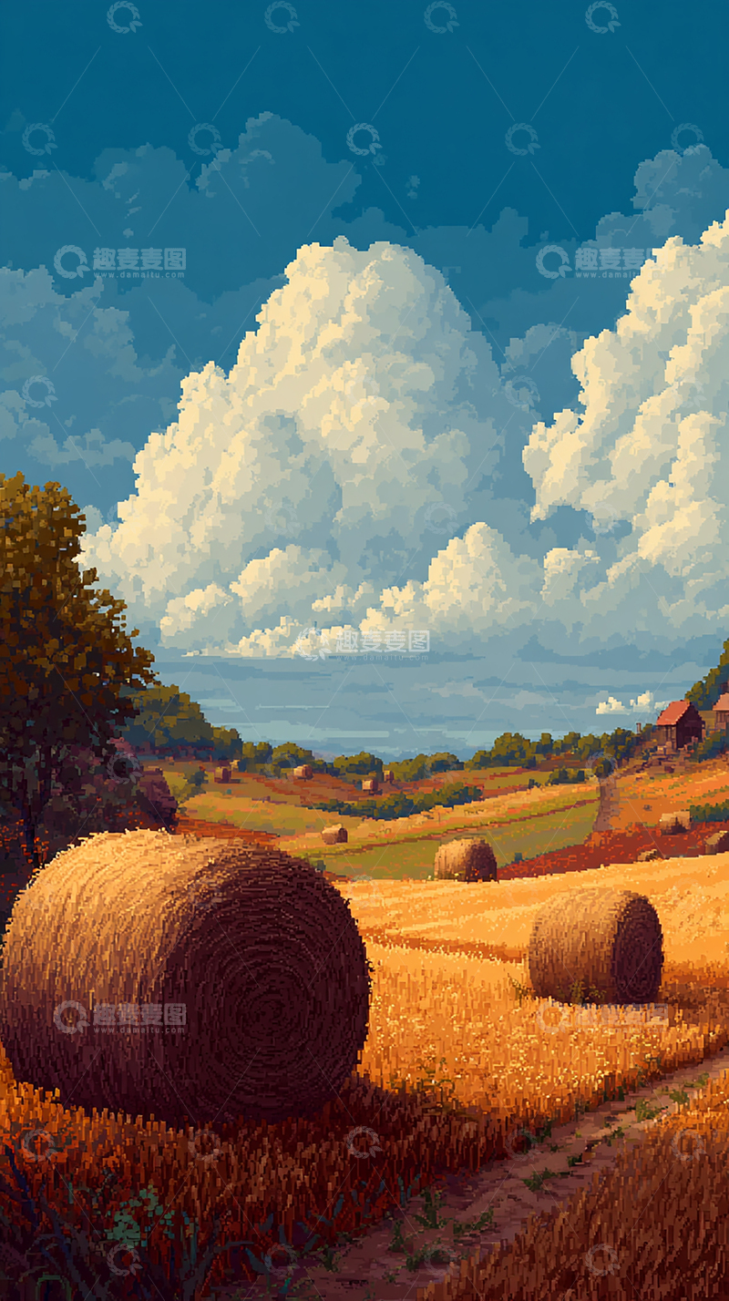 高清大图下载【趣麦麦图】金色麦田的丰收景象