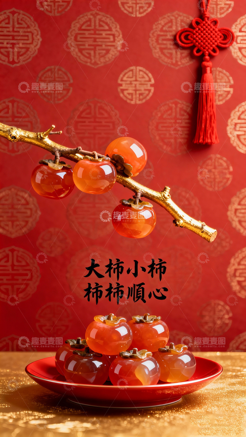 高清大图下载【趣麦麦图】春节喜庆柿子摆设摄影