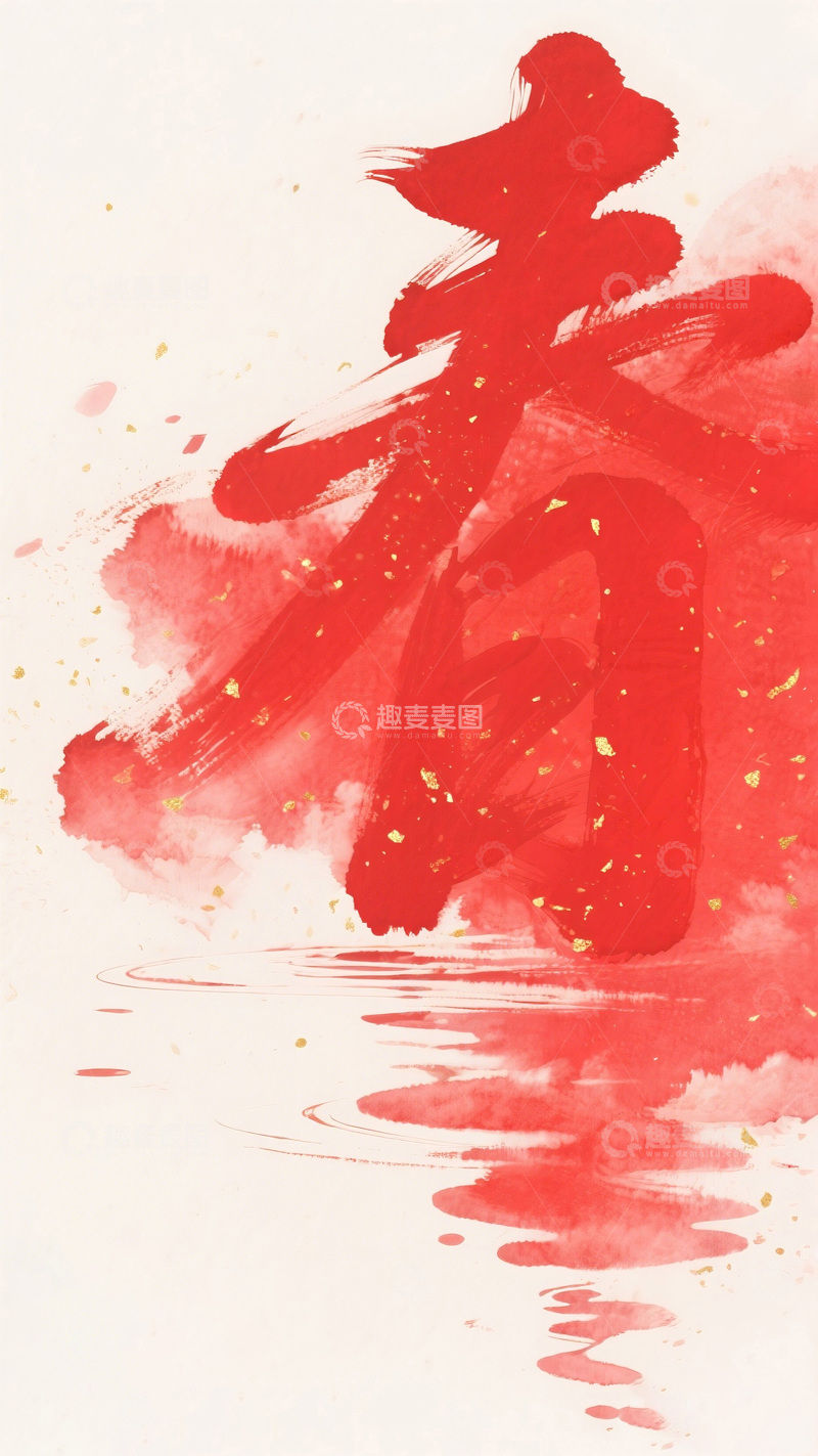 高清大图下载【趣麦麦图】水墨书法春节喜庆艺术字设计