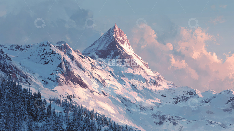 高清大图下载【趣麦麦图】冰峰奇迹：雪与云的交响