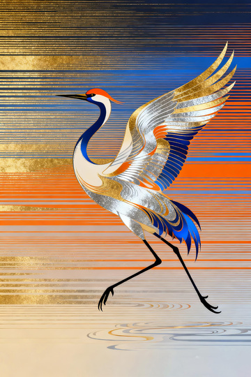 抽象鹤舞艺术画作