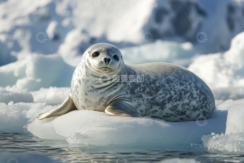 高清大图下载【趣麦麦图】冰面上的海豹摄影