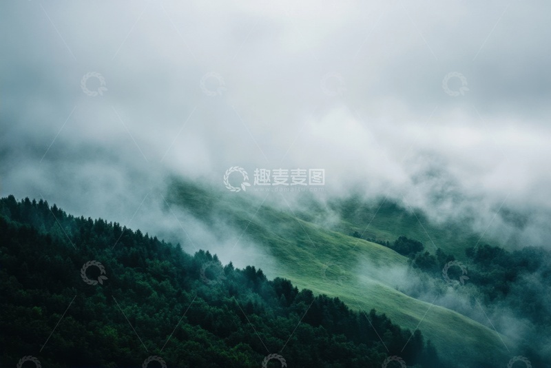 高清大图下载【趣麦麦图】大山里的云雾雾气