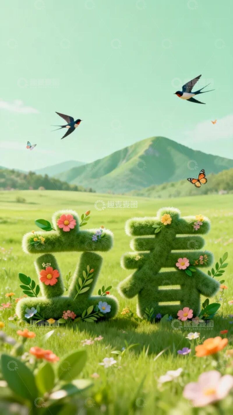高清大图下载【趣麦麦图】春日山水花鸟图