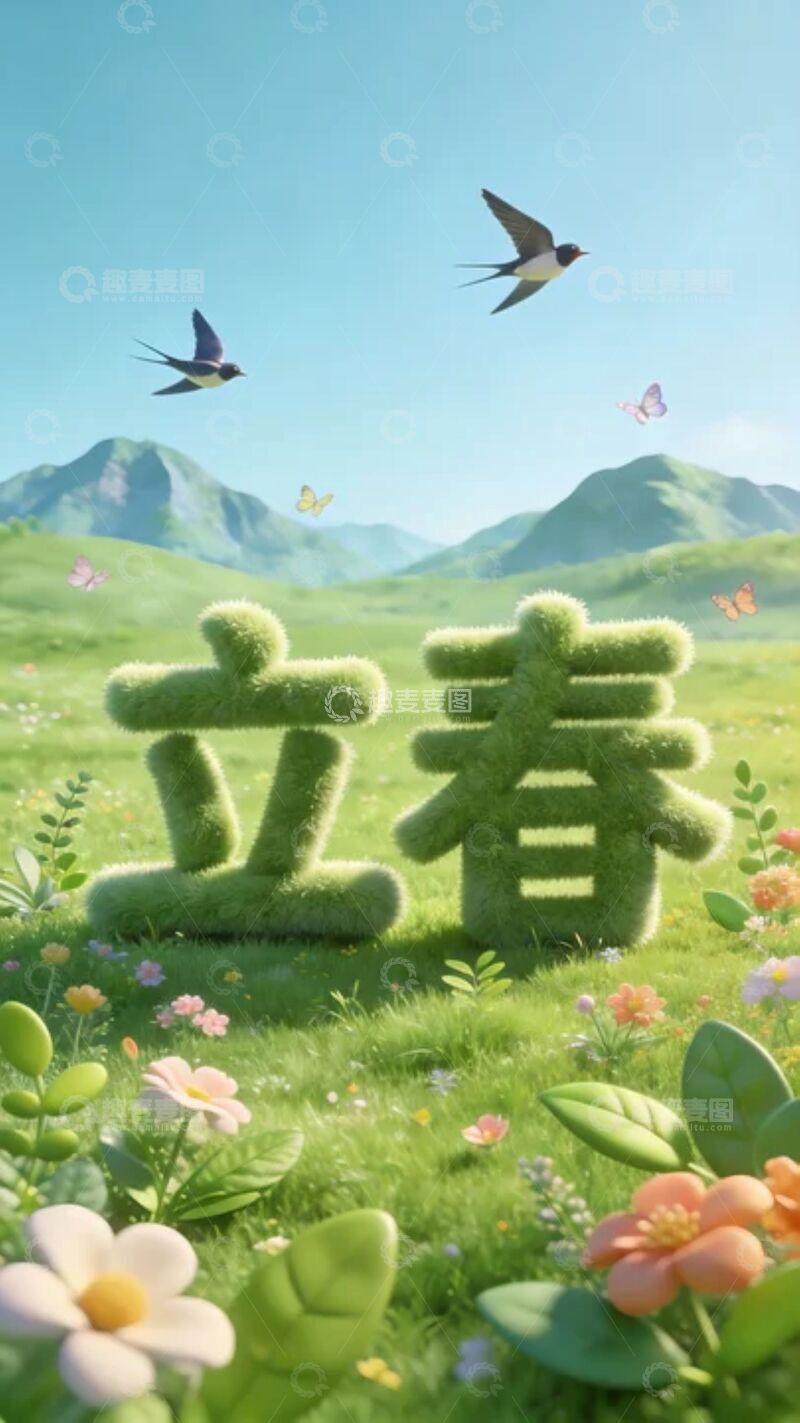 高清大图下载【趣麦麦图】立春春日风光插画