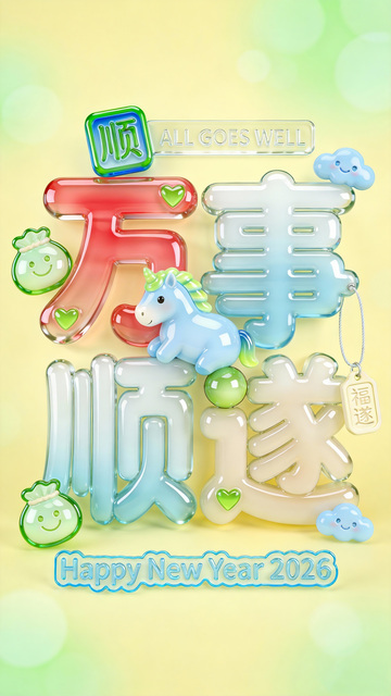 新年祝福万事顺遂海报设计
