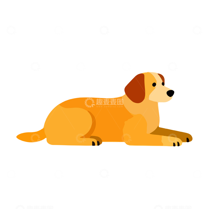 源文件下载【趣麦麦图】卡通狗平躺矢量插画
