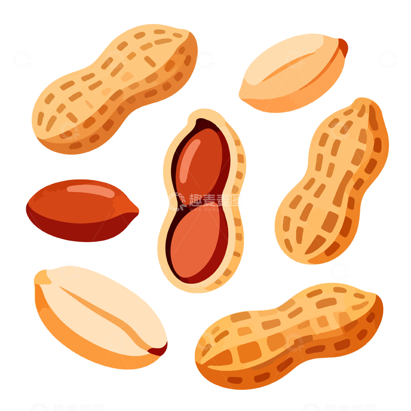 源文件下载【趣麦麦图】卡通花生图案设计元素