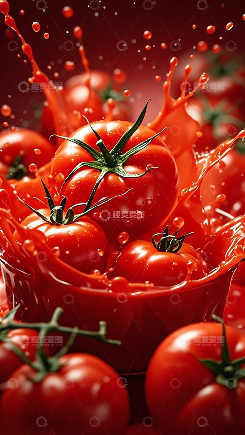 高清大图下载【趣麦麦图】动感番茄汁飞溅美食摄影