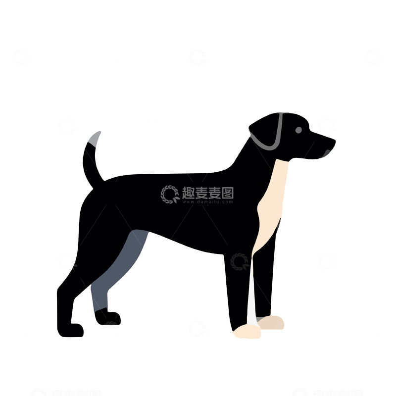 源文件下载【趣麦麦图】简约卡通狗形象矢量插画