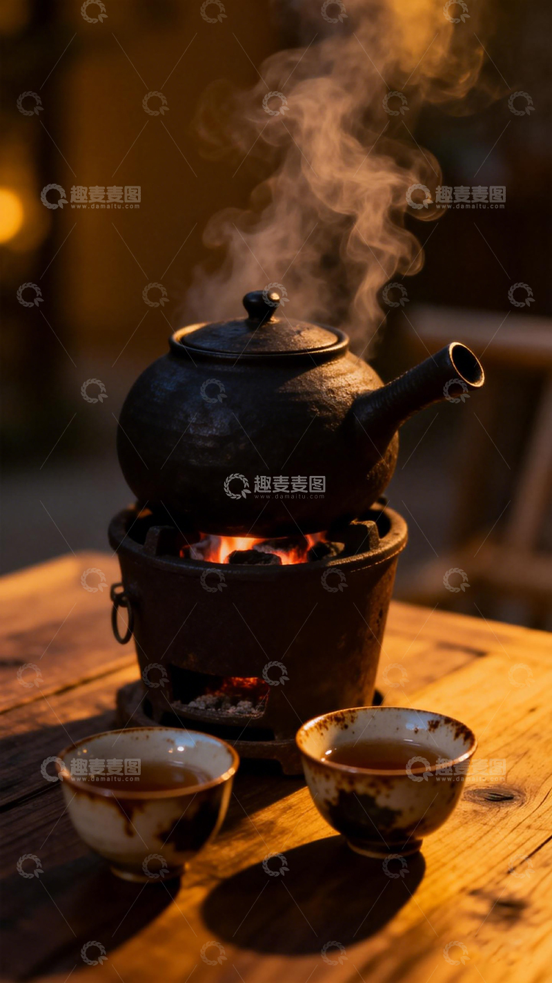 高清大图下载【趣麦麦图】传统煮茶场景