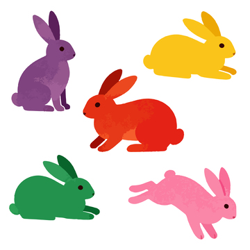 彩色兔子插画设计素材