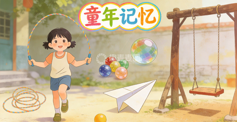 高清大图下载【趣麦麦图】童年童趣怀旧插画