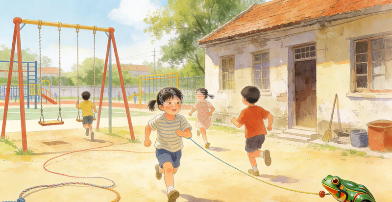 高清大图下载【趣麦麦图】乡村童趣童年玩耍插画