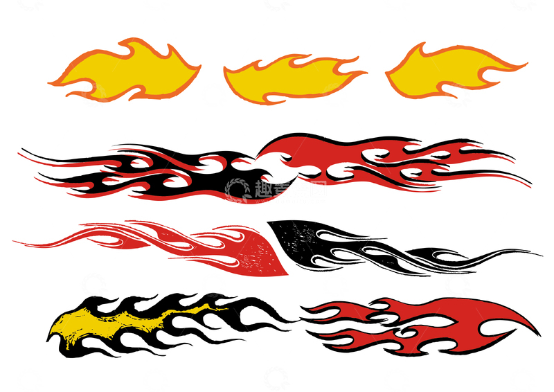 源文件下载【趣麦麦图】火焰图案装饰贴画设计素材