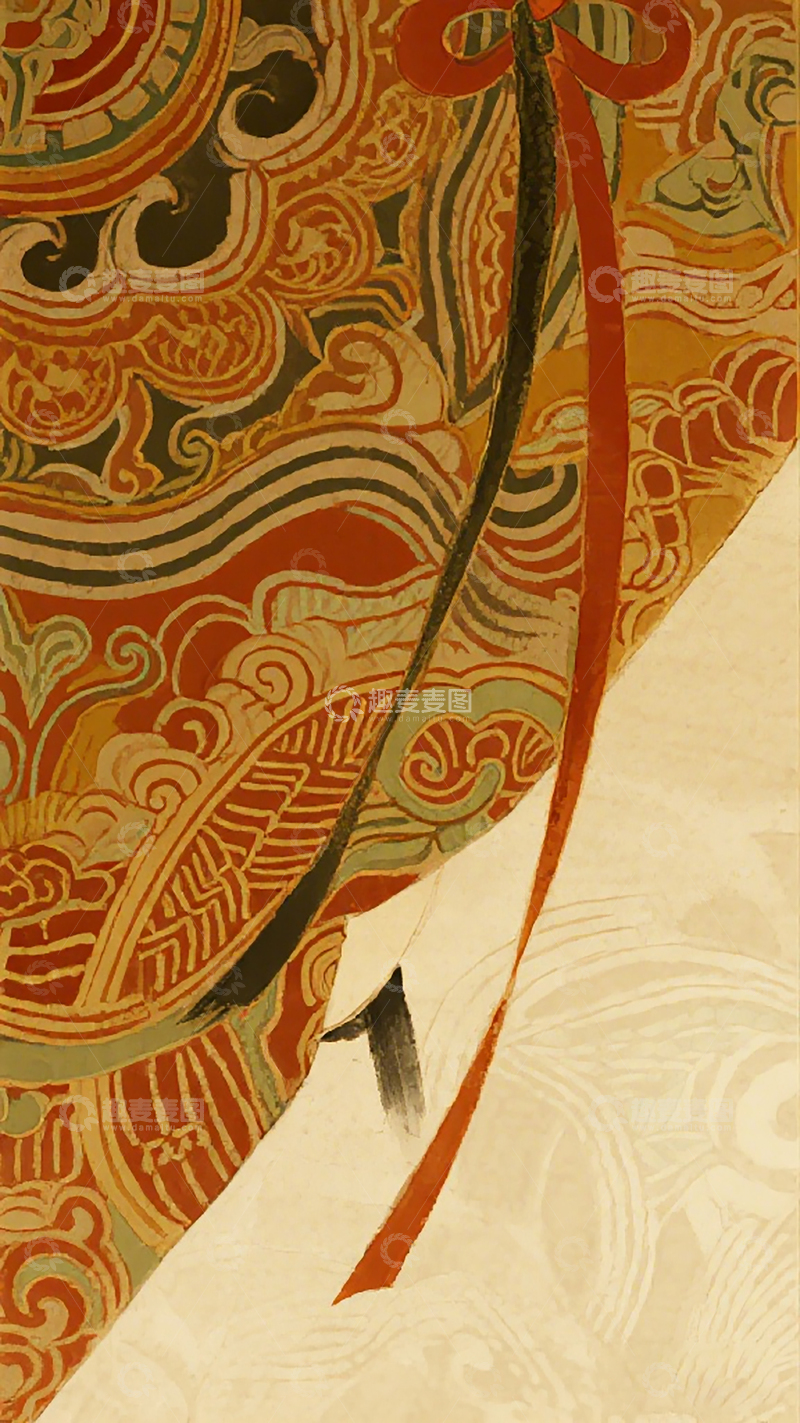 高清大图下载【趣麦麦图】东方风格花纹人物装饰画