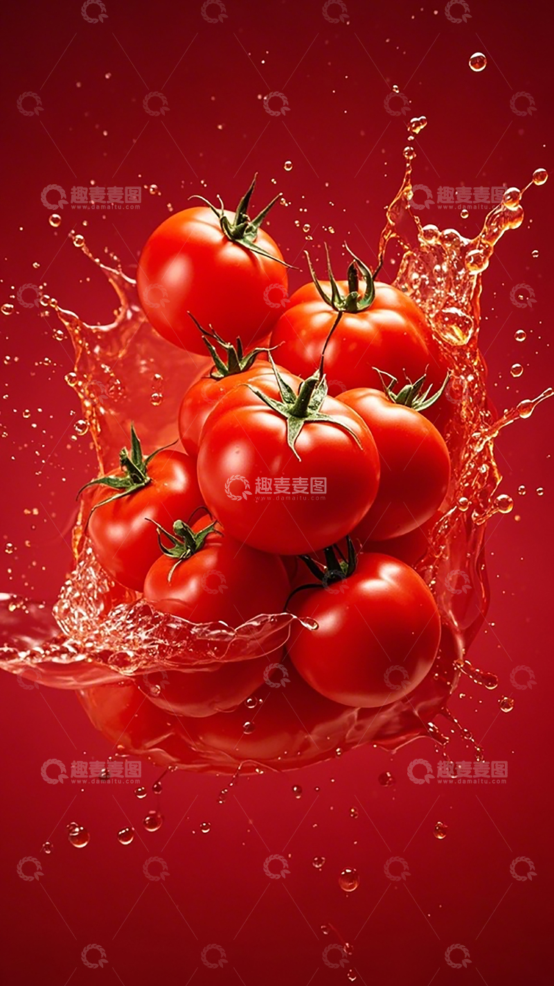 高清大图下载【趣麦麦图】动感番茄水花摄影图片