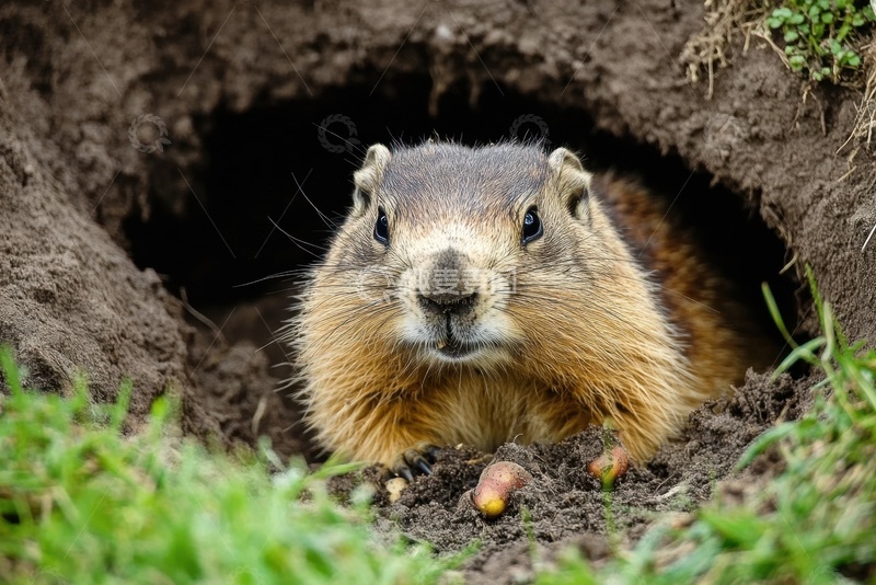 高清大图下载【趣麦麦图】洞穴里的土拨鼠