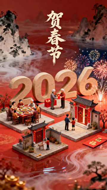 2026年春节庆祝场景微缩模型