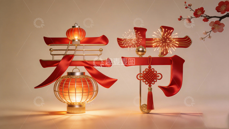 高清大图下载【趣麦麦图】春节喜庆灯笼烟花装饰设计素材