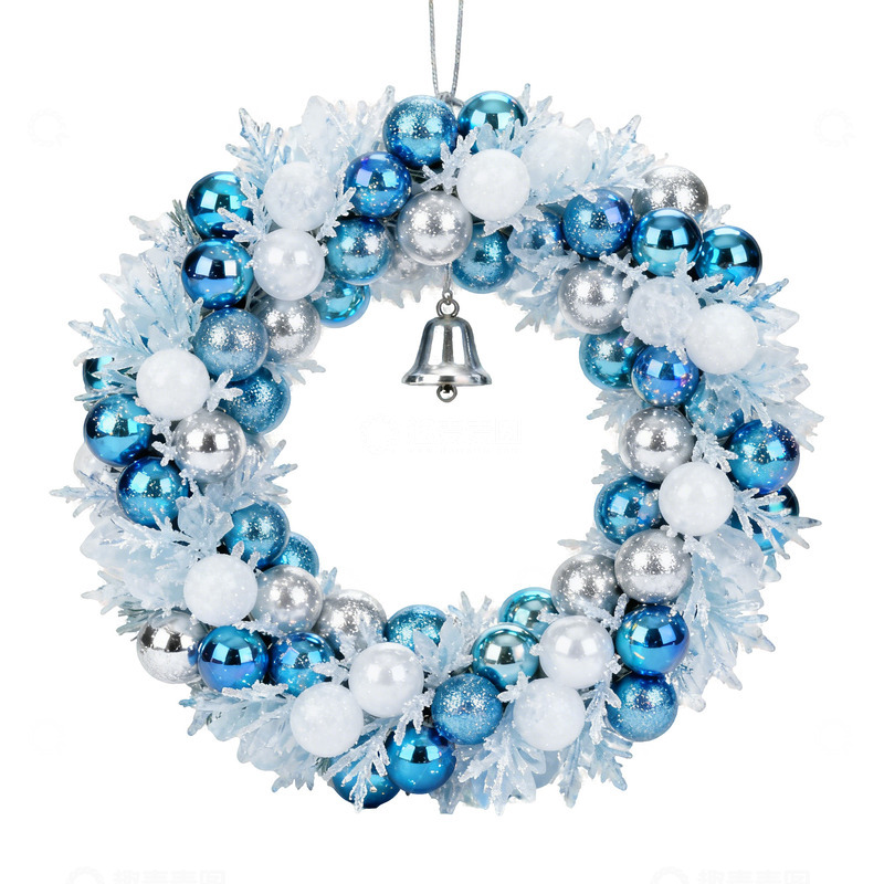 高清大图下载【趣麦麦图】蓝白圣诞花环装饰挂件