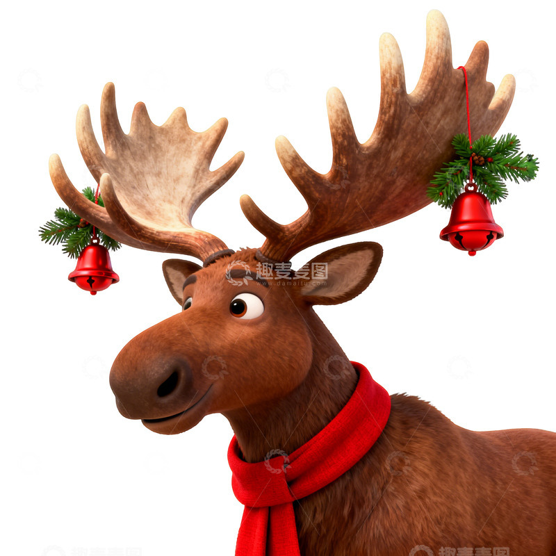 高清大图下载【趣麦麦图】卡通麋鹿圣诞节装饰插画素材