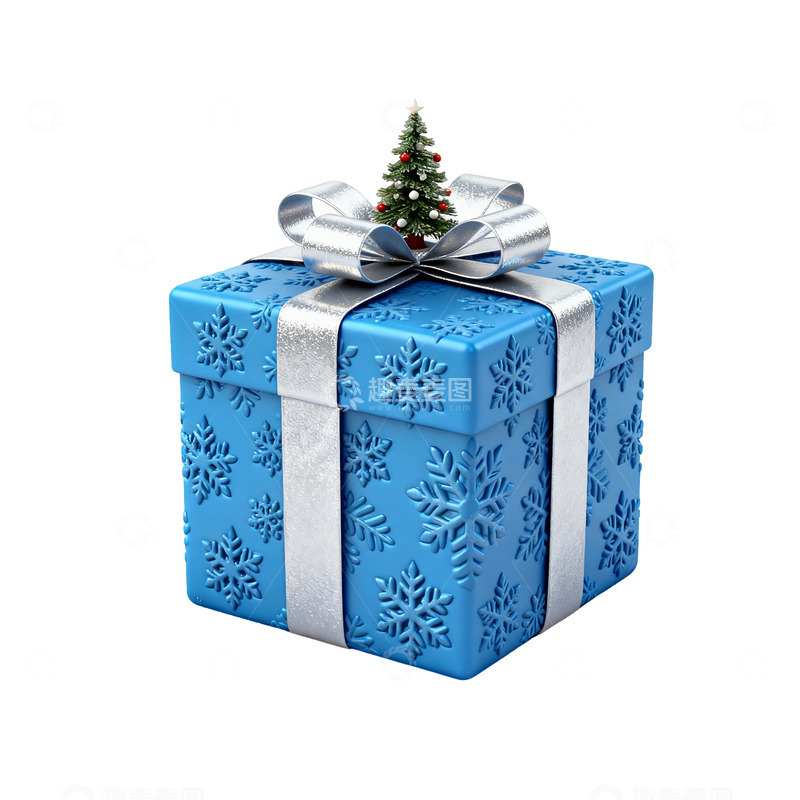 高清大图下载【趣麦麦图】蓝色雪花礼盒节日装饰