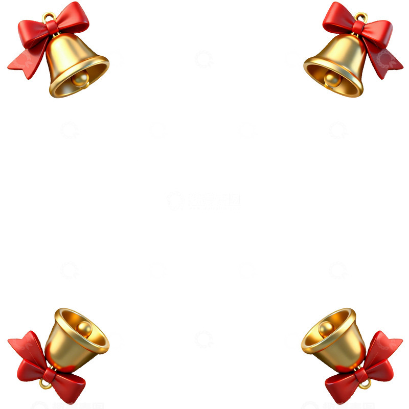 高清大图下载【趣麦麦图】金色铃铛节日装饰边框