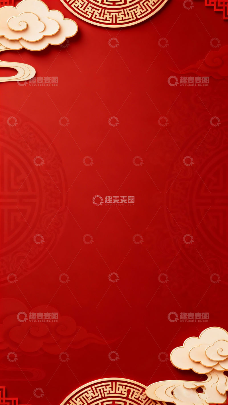高清大图下载【趣麦麦图】红色喜庆中国风背景设计