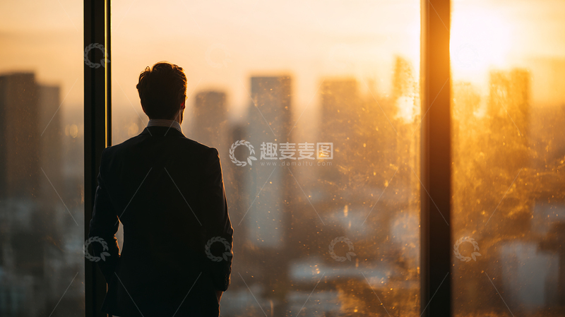 高清大图下载【趣麦麦图】金色余晖里的决策者