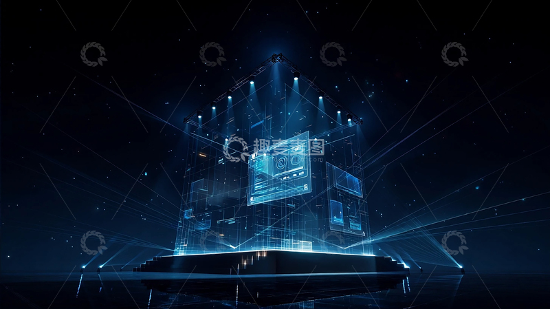 高清大图下载【趣麦麦图】未来科技感数字建筑虚拟图像