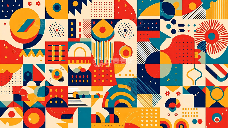 高清大图下载【趣麦麦图】色彩交响的几何梦境