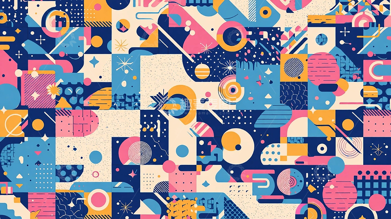 高清大图下载【趣麦麦图】梦幻几何色彩盛宴