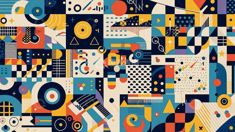 高清大图下载【趣麦麦图】色彩交织的几何梦境