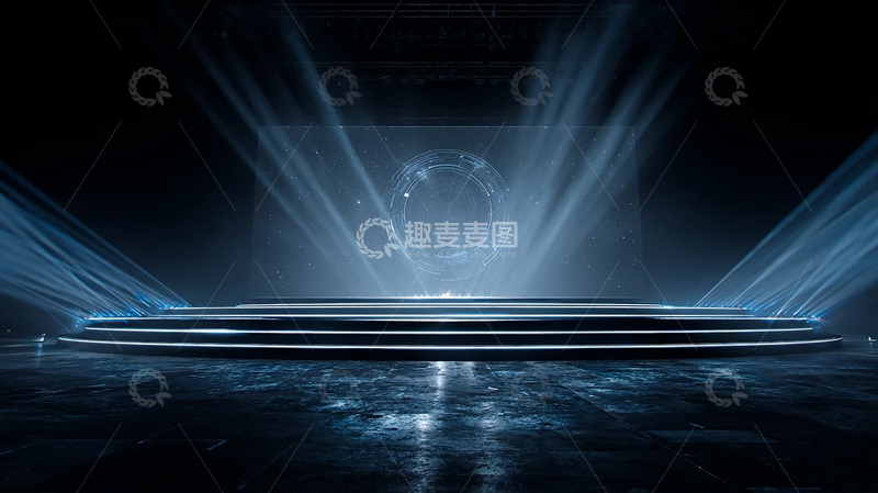 高清大图下载【趣麦麦图】科技感舞台灯光效果背景