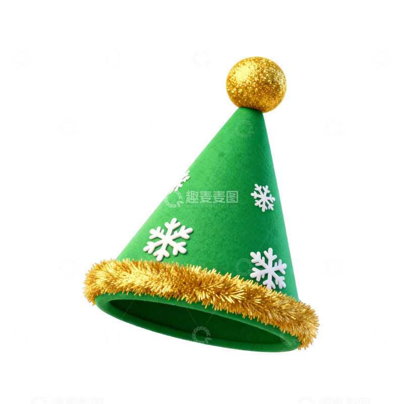高清大图下载【趣麦麦图】绿色圣诞帽节日装饰