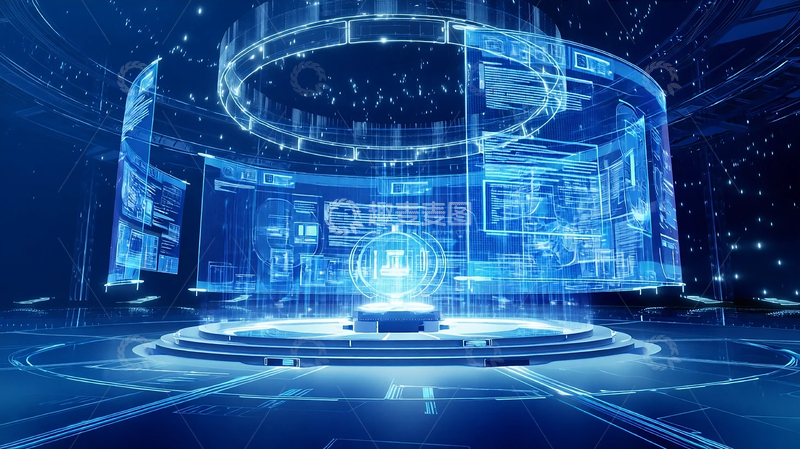 高清大图下载【趣麦麦图】未来科技感舞台展示背景