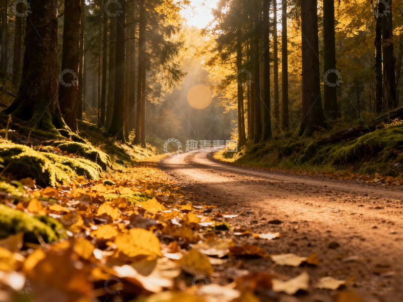 高清大图下载【趣麦麦图】秋林小路风景摄影
