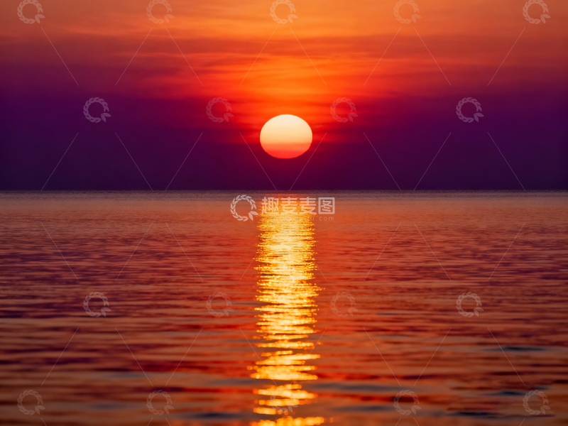 高清大图下载【趣麦麦图】夕阳海景摄影图片